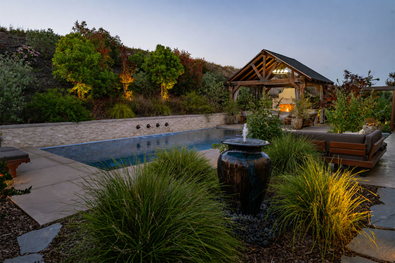 Lincoln Outdoor Living Spaces design with Water Features