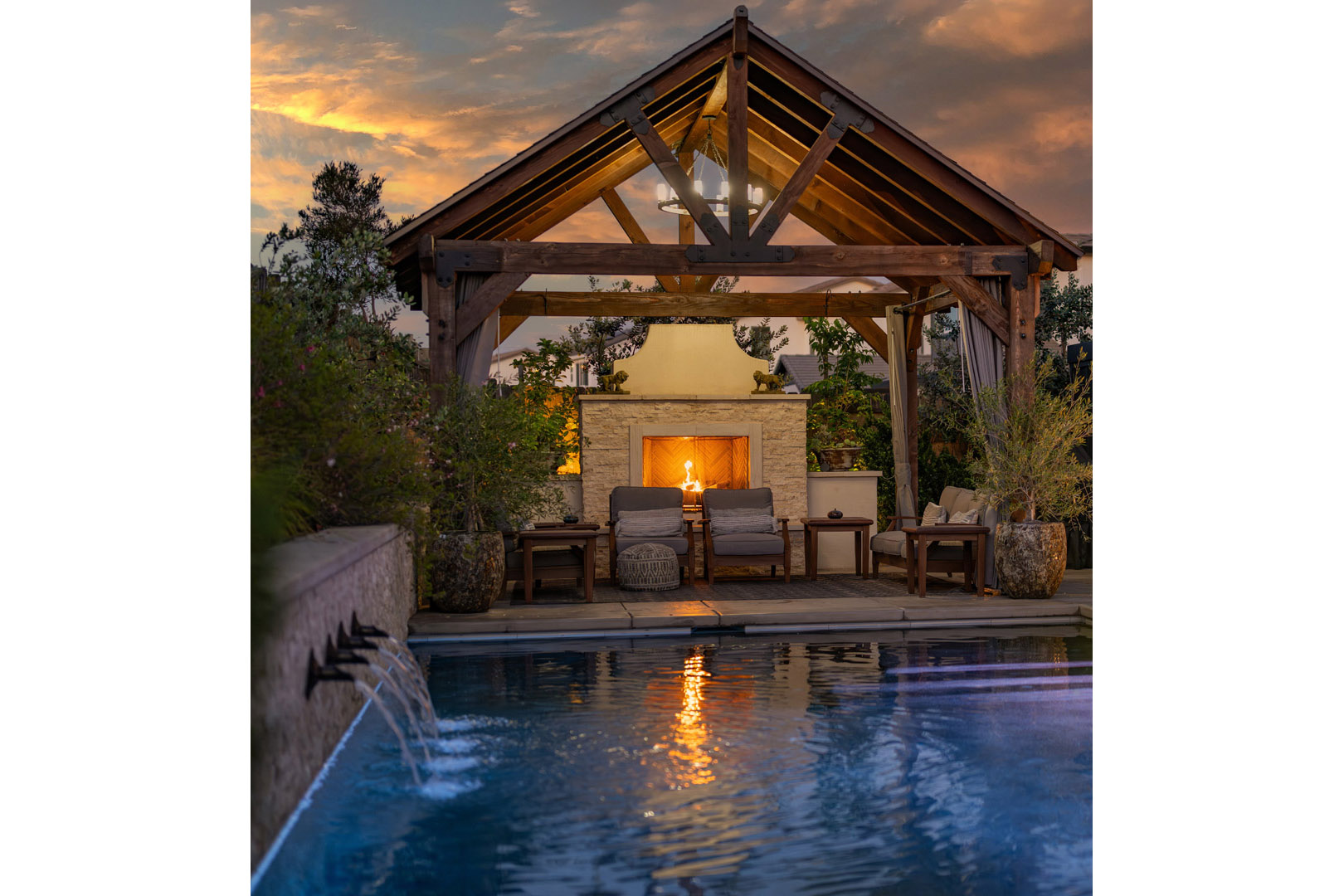Lincoln Outdoor Living Spaces design with Water Features